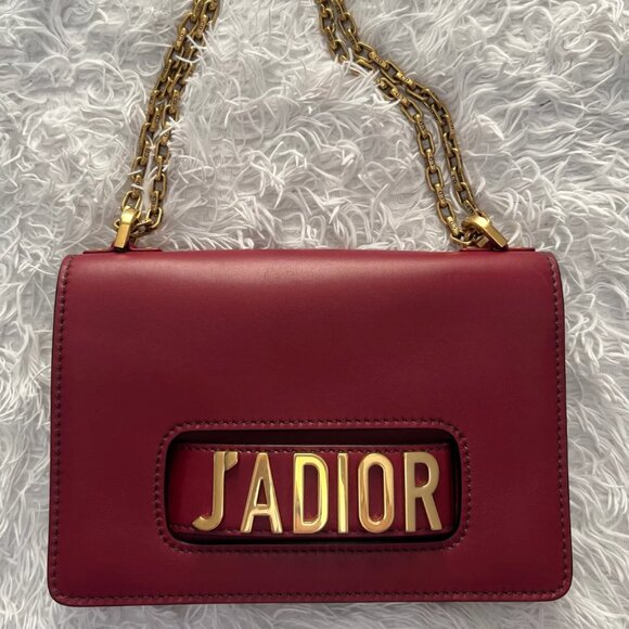 CHRISTIAN DIOR Calfskin Medium J’Adior Chain Flap Bag Red - Picture 1 of 12
